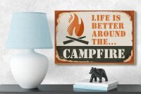 Holzschild Camping 18x12cm Campfire life is better Outdoor