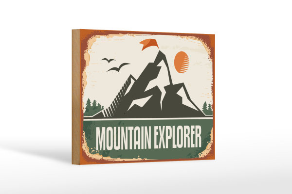 Holzschild Retro 18x12cm Mountain Explorer