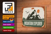 Holzschild Retro 18x12cm Mountain Explorer