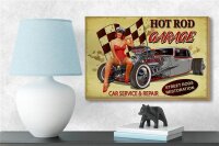 Holzschild Pinup 18x12cm Retro Hot Rod Garage Service