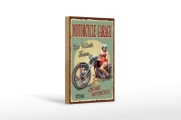 Holzschild Pinup 12x18cm Retro Motorcycle Garage Vintage