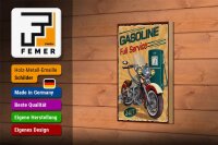 Holzschild Retro 12x18cm Gasoline full service 24/7