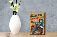 Holzschild Retro 12x18cm Gasoline full service 24/7