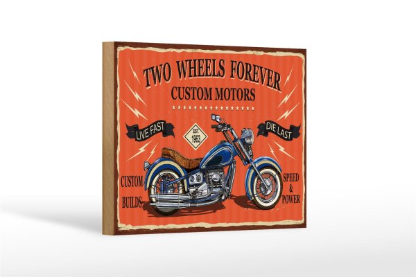 Holzschild Retro 18x12cm Retro Motorrad custom motors