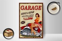 Holzschild Pinup 12x18cm Retro Garage service repair 24/7