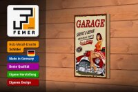 Holzschild Pinup 12x18cm Retro Garage service repair 24/7