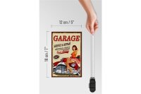 Holzschild Pinup 12x18cm Retro Garage service repair 24/7