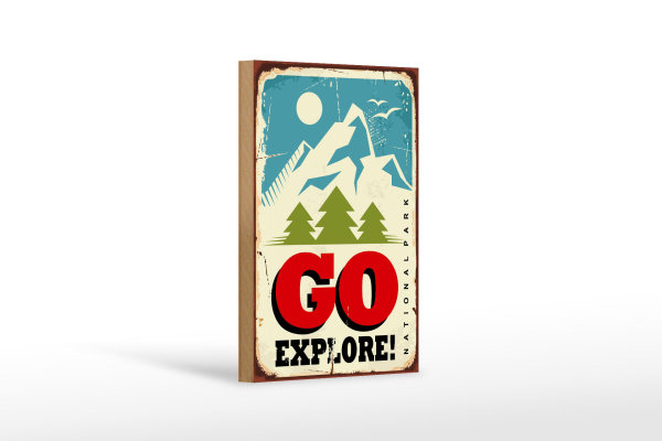 Holzschild Retro 12x18cm National Park go explore