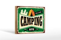 Holzschild Retro 18x12cm Camping welcome