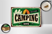 Holzschild Retro 18x12cm Camping welcome