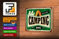 Holzschild Retro 18x12cm Camping welcome