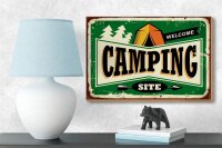 Holzschild Retro 18x12cm Camping welcome