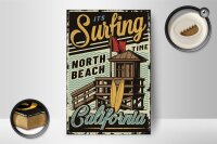 Holzschild California 12x18cm it´s Surfing time north beach
