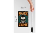 Holzschild Retro 12x18cm Shark Zone Hai See