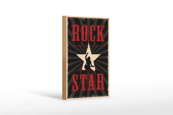 Holzschild Retro 12x18cm Rock Star Musik