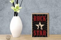 Holzschild Retro 12x18cm Rock Star Musik