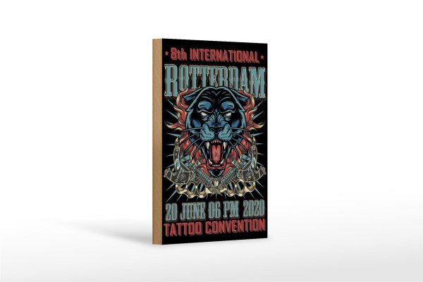 Holzschild Tattoo 12x18cm Rotterdam Convention 20 june