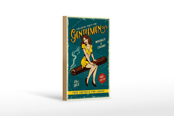 Holzschild Retro 12x18cm Pinup exclusive party gentlemen