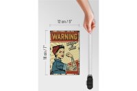 Holzschild Retro 12x18cm Pinup warning women at work Frau