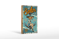 Holzschild Retro 12x18cm Pinup hey Sailor Ocean spirit See