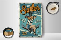 Holzschild Retro 12x18cm Pinup hey Sailor Ocean spirit See