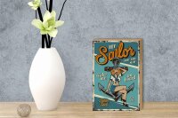 Holzschild Retro 12x18cm Pinup hey Sailor Ocean spirit See