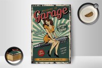 Holzschild Retro 12x18cm Pinup welcome Garage 24 service