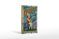 Holzschild Retro 12x18cm Pinup motorcycle Garage 24 service
