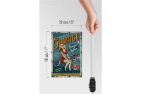 Holzschild Retro 12x18cm Pinup motorcycle Garage 24 service