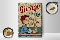 Holzschild Retro 12x18cm Pinup welcome Garage service 24/7