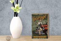 Holzschild Retro 12x18cm Pinup welcome to Garage service