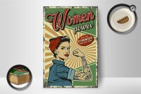 Holzschild Retro 12x18cm Pinup women power Girl stronger