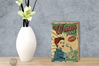Holzschild Retro 12x18cm Pinup women power Girl stronger