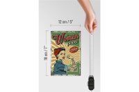 Holzschild Retro 12x18cm Pinup women power Girl stronger
