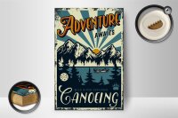 Holzschild Kanu 12x18cm Adventure awaits Canoeing Sport