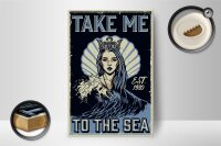 Holzschild Pinup 12x18cm Take me to the sea