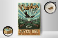Holzschild Retro 12x18cm Outdoor hunting club Adventure