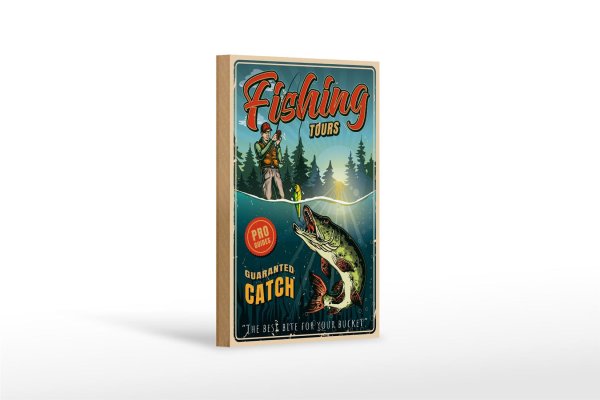 Holzschild Angeln 12x18cm Fishing Tours Schild
