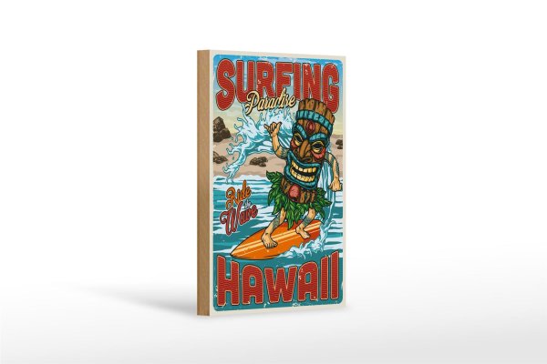 Holzschild Surfing 12x18cm Paradise Hawaii Sommer Sport