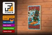 Holzschild Surfing 12x18cm Paradise Hawaii Sommer Sport