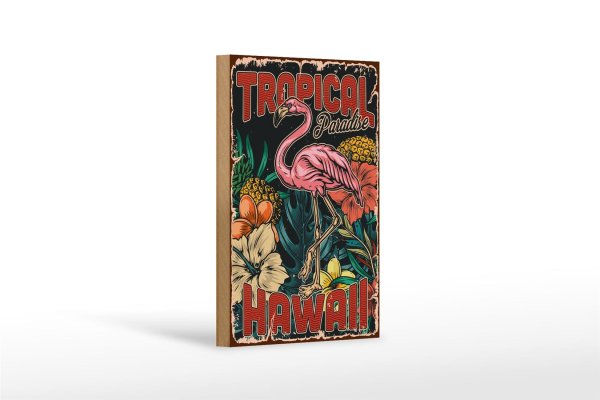 Holzschild Retro 12x18cm Hawaii Tropical Paradise Alkohol