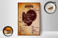 Holzschild Truthahn 12x18cm Turkey cuts Organic Metzgerei