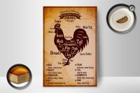 Holzschild Hähnchen 12x18cm Chicken cuts Organic Metzgerei