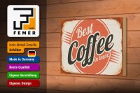 Holzschild Retro 18x12cm Kaffee best Coffee in town