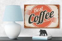 Holzschild Retro 18x12cm Kaffee best Coffee in town