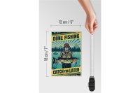 Holzschild Retro 12x18cm Gone Fishing Angeln