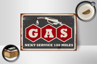 Holzschild Retro 18x12cm Gas Auto next service 100 Benzin
