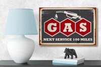Holzschild Retro 18x12cm Gas Auto next service 100 Benzin