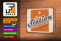 Holzschild Retro 18x12cm Gas Station Premum Tankstelle