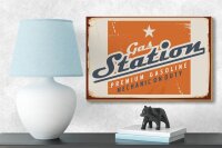 Holzschild Retro 18x12cm Gas Station Premum Tankstelle